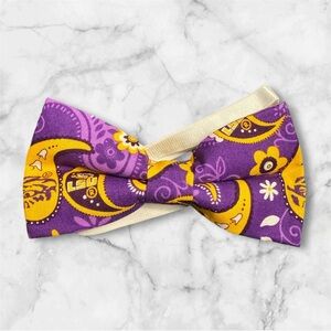 LSU Paisley Bow Tie. Clip on Bow Tie.